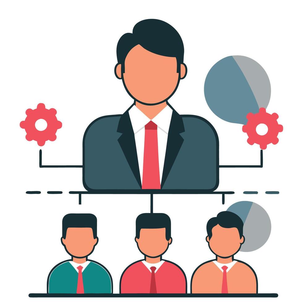 Intricate Illustration Depicting Key Concepts of Leadership and Organizational Structure vector