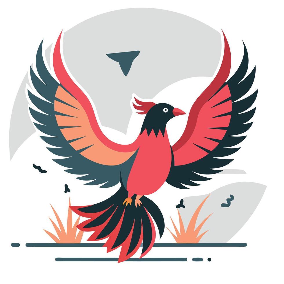 Majestic Flight of the Resurgent Phoenix A Conceptual Illustration vector