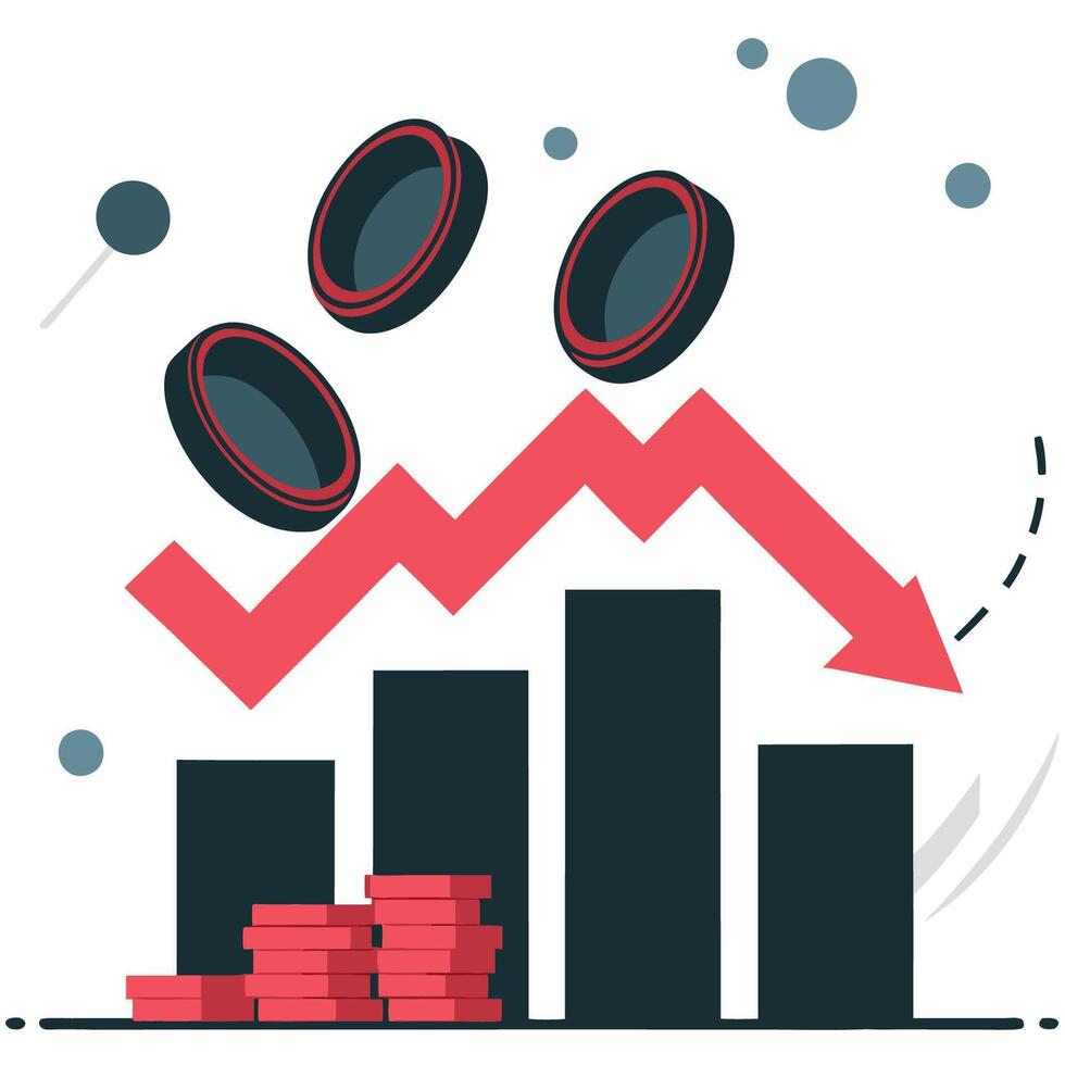 Dynamic Illustration of Falling Coins Conveying Financial Volatility vector
