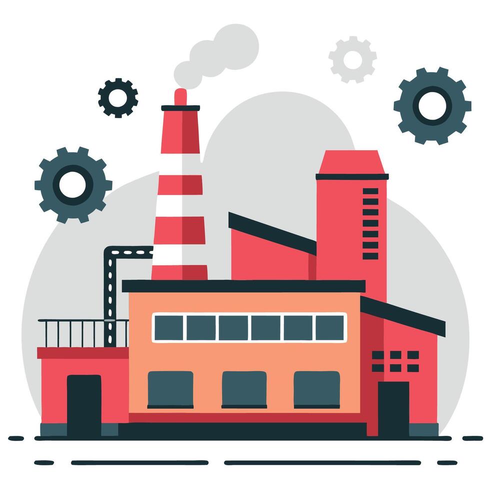 A Modern Factory Concept with Robots and Automated Processes vector