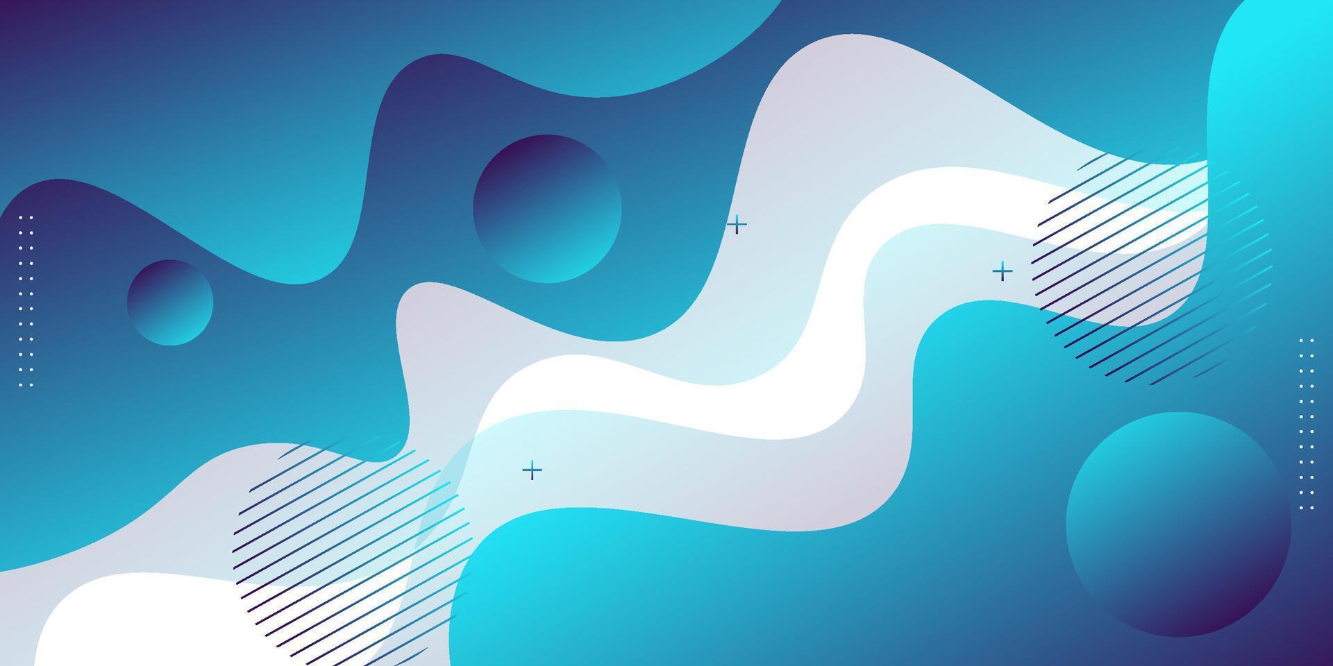Blue geometric business banner design. Creative banner design with wave shape as template. Simple design on white horizontal banner. eps10 vector