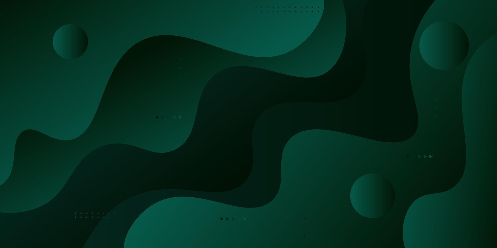 Dark green wave background with simple shapes. Simple green wave design. Modern geometric shape concept vector