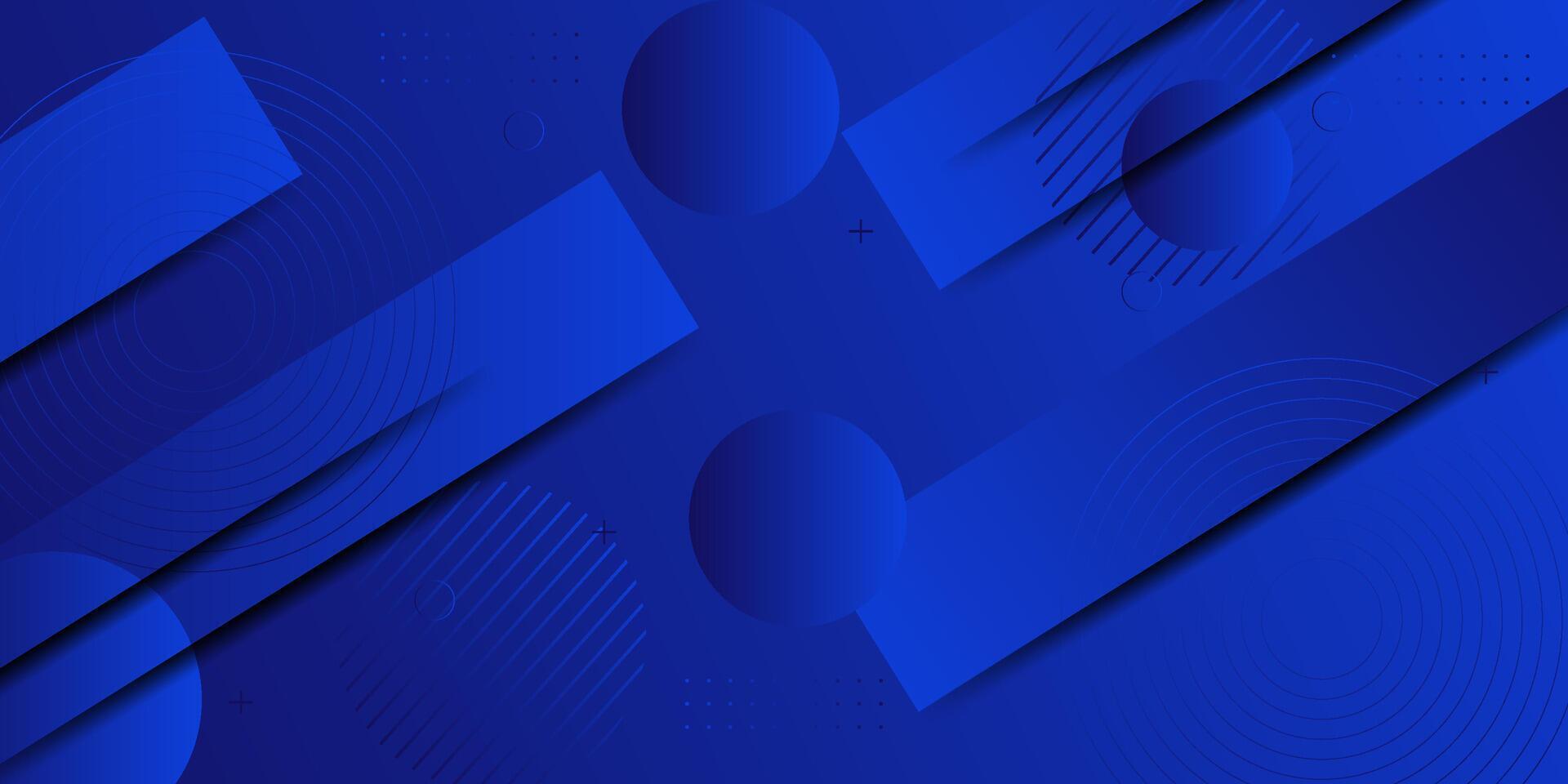 Abstract 3D dark blue diagonal geometric background. Square and circle shapes overlap with line pattern. Eps10 vector