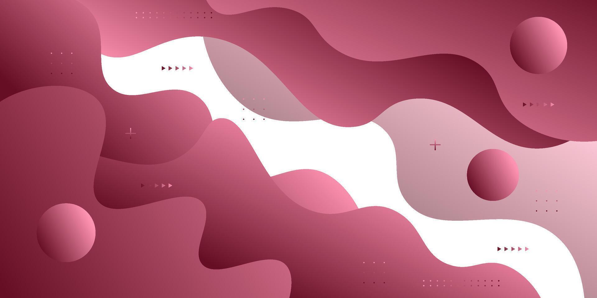 Simple wave background with soft red gradient on textured background in 3D style. Eps10 vector