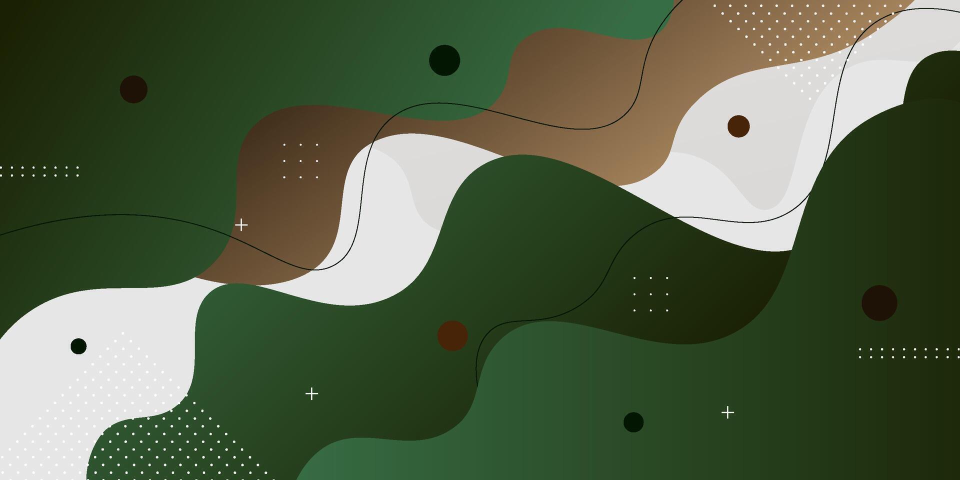 Modern green and brown geometric business banner design. Creative banner design with wave shapes and lines on white background for template. Simple horizontal banner. eps10 vector