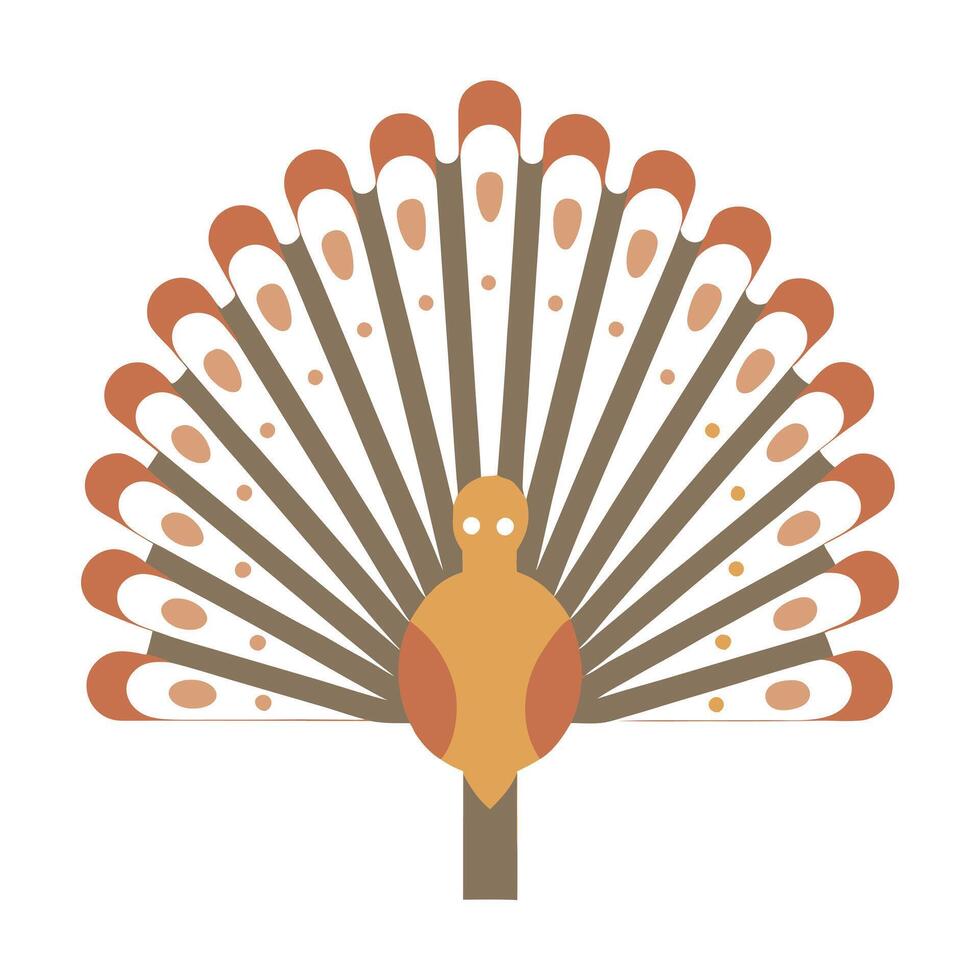 Stylized Lyrebird Illustration, Brown and Beige vector