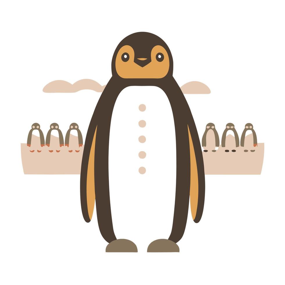 Cute Emperor Penguin Family Flat Illustration vector