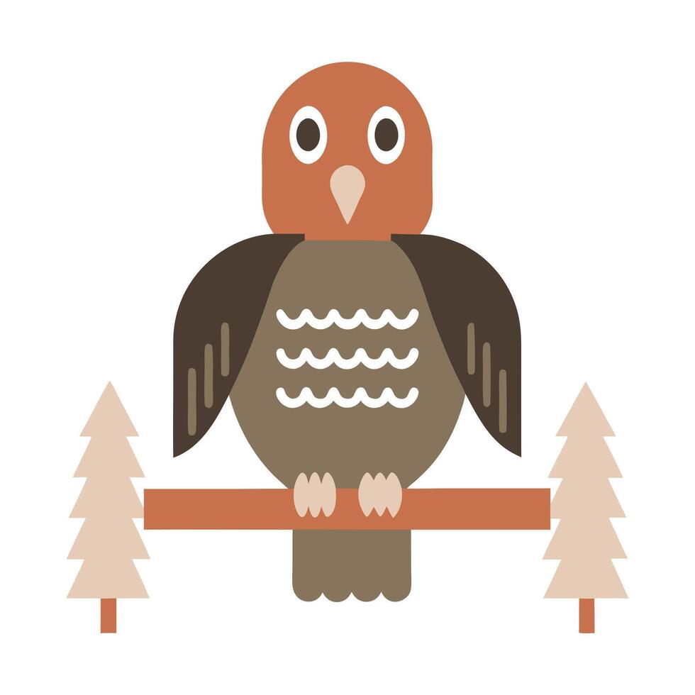 Stylized Turkey Vulture Perched on Branch Graphic vector