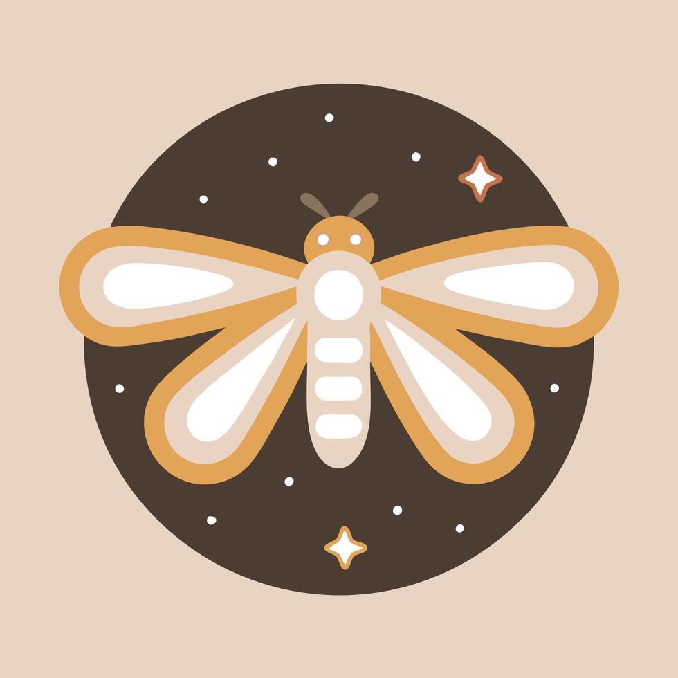 Cute Firefly Illustration with Stars in Night Sky vector