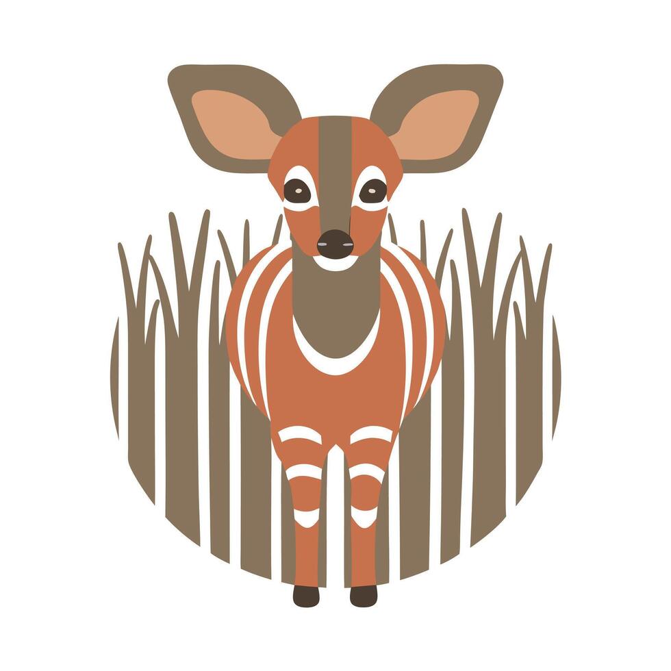 Cute Bongo Antelope Illustration in Grass vector