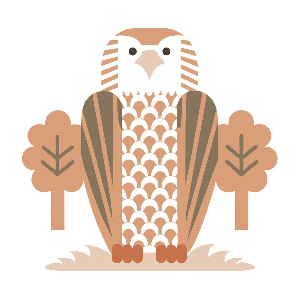 Stylized Secretary Bird Illustration Flat Design vector