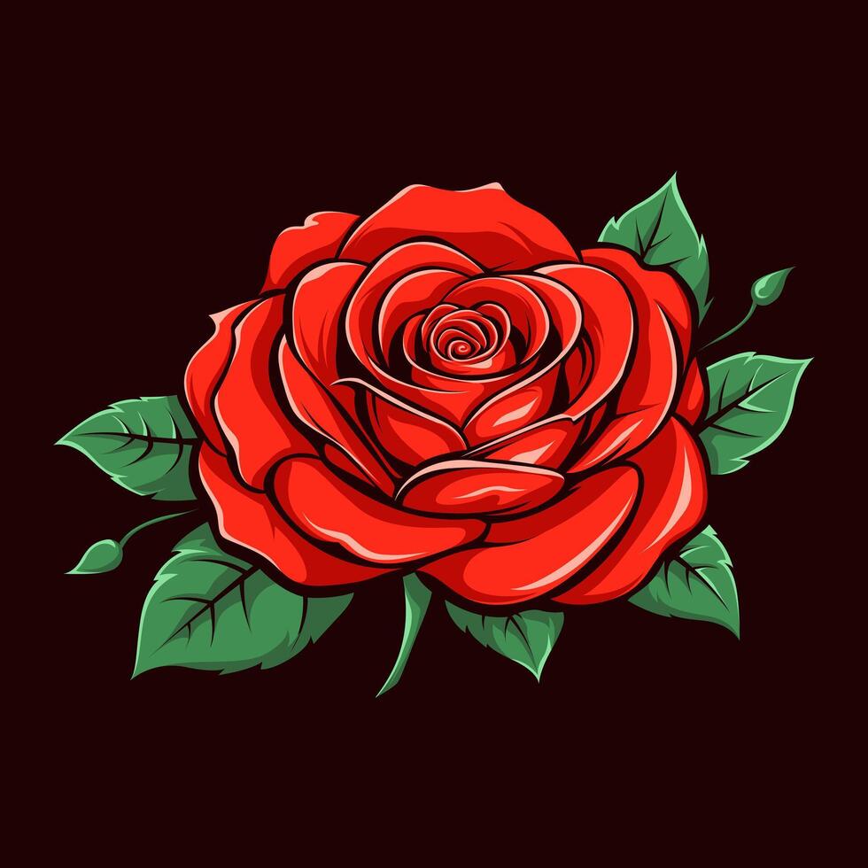 Blooming Deep Red Rose. Eternal Beauty vector