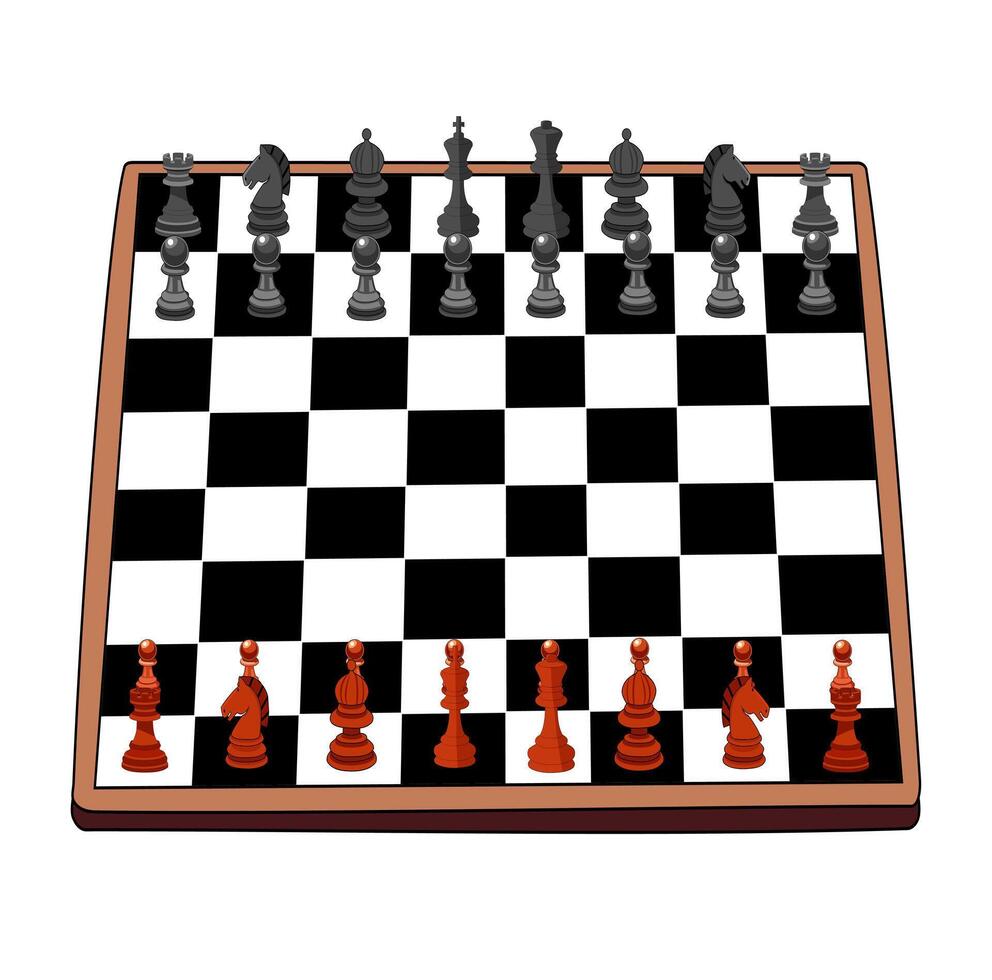 Cartoon Chess Board And Pawn Vectors Illustration