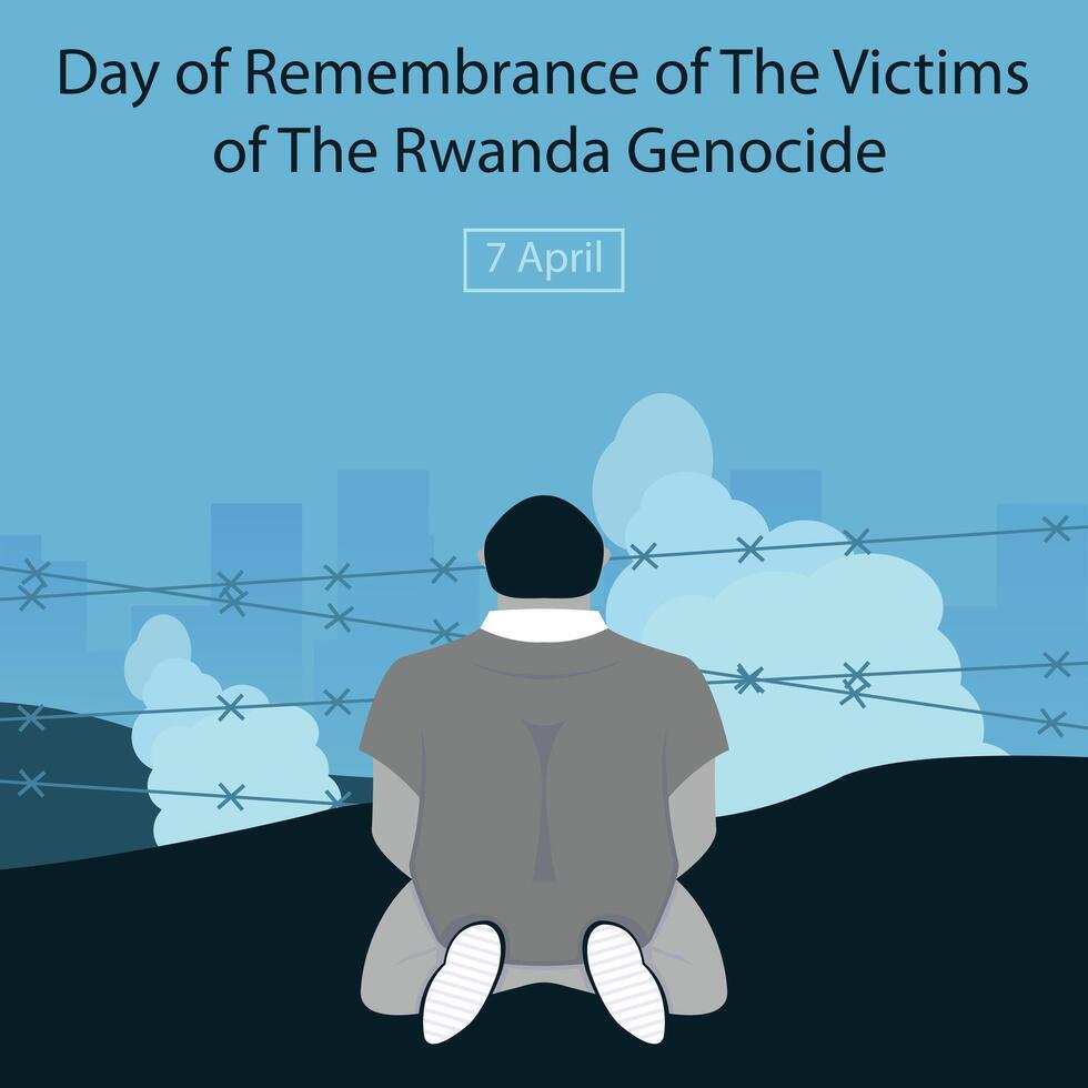 illustration graphic of people prostrate themselves facing the site of the massacre, perfect for international day, remembrance, the victims, the rwanda genocide, celebrate, greeting card, etc. vector