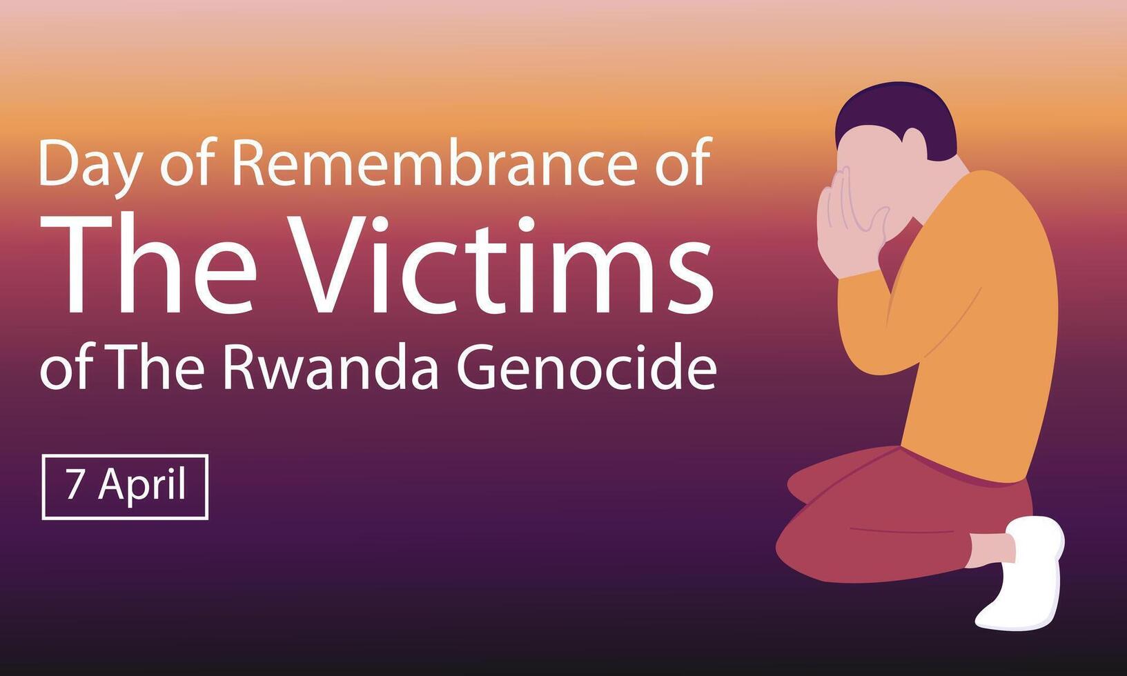 illustration graphic of a man squatting pensively, perfect for international day, remembrance, the victims, the rwanda genocide, celebrate, greeting card, etc. vector
