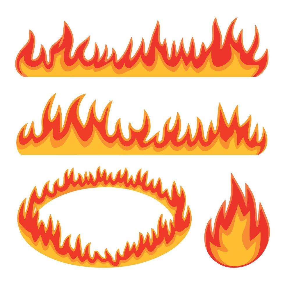 funny Flaming Frames Round, Oval and Square Fire Borders vector