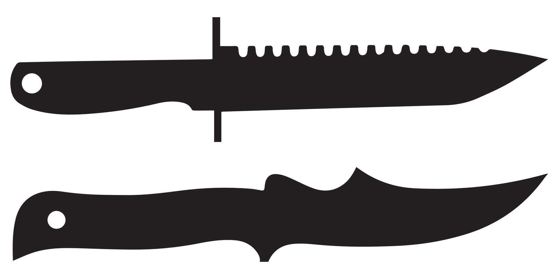 Knife Silhouette Set Hunting Knife vector