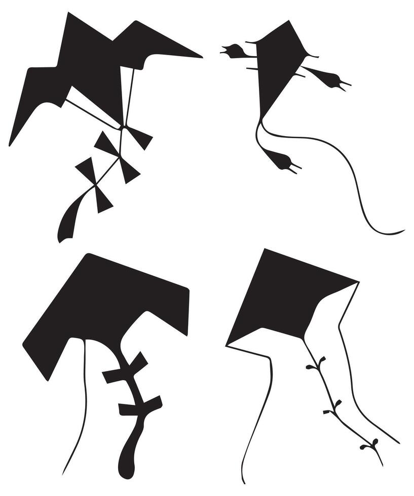 Kite Silhouette Illustration Set vector