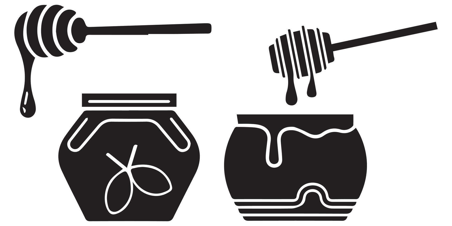 Honey Set Black Silhouette Illustration vector