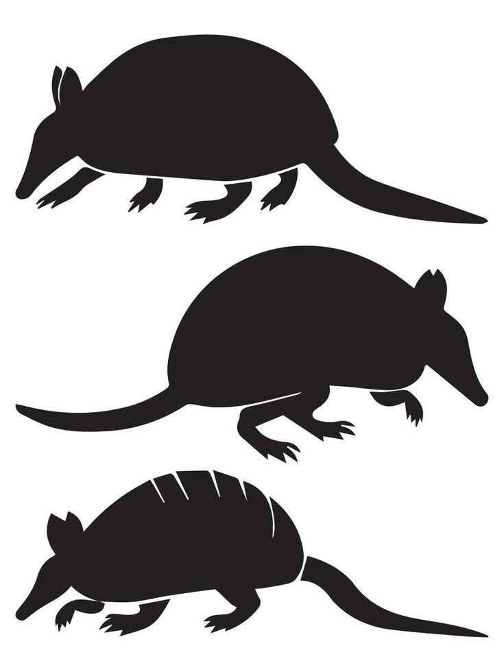 Armadillo Silhouette Illustration set vector