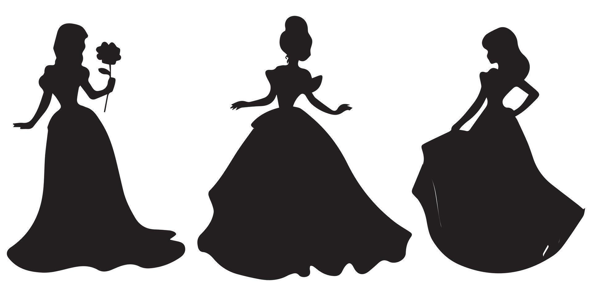 Silhouette of princess set vector