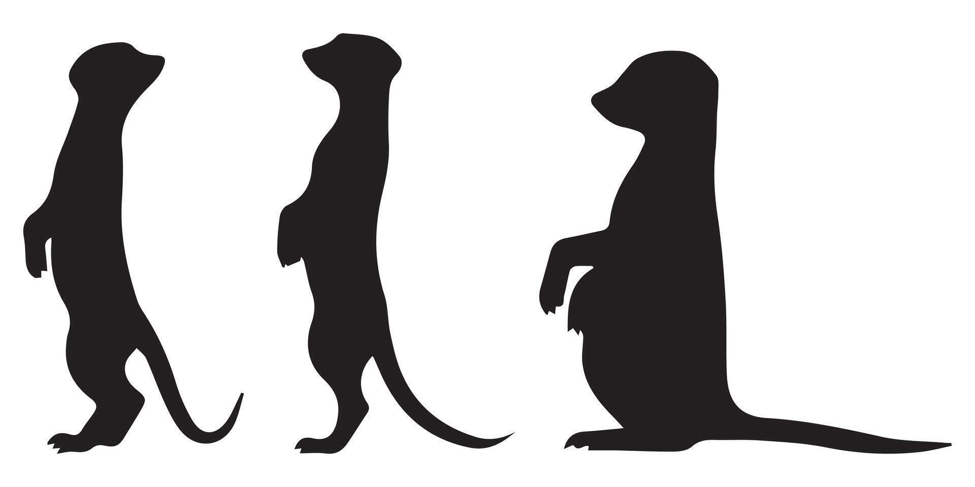 Meerkats Silhouette Illustration set vector