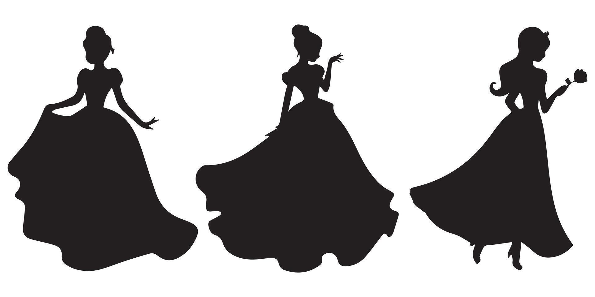 Set of Silhouette of princess vector