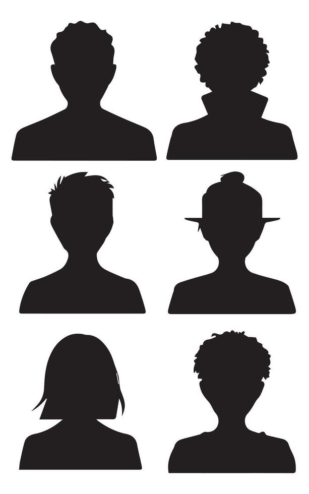 Silhouette Heads Male Female Avatars Office Professional Profiles vector