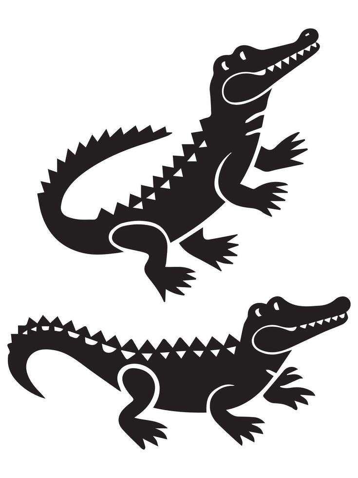 Alligator Icon Set Silhouette illustration vector