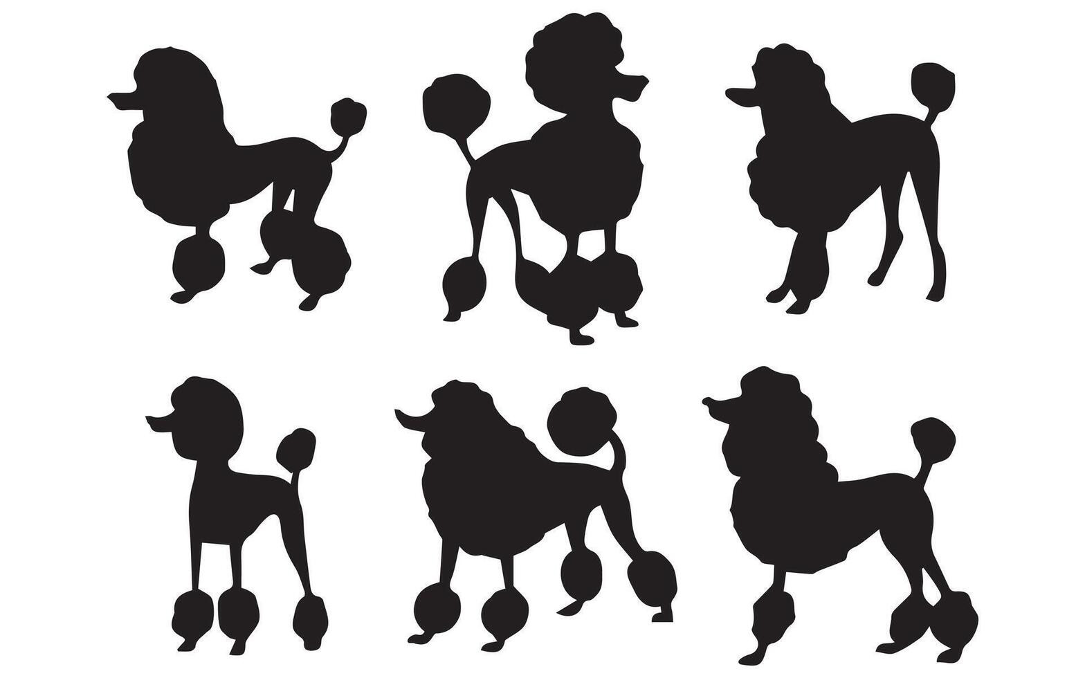 Poodle Silhouette Illustration set vector