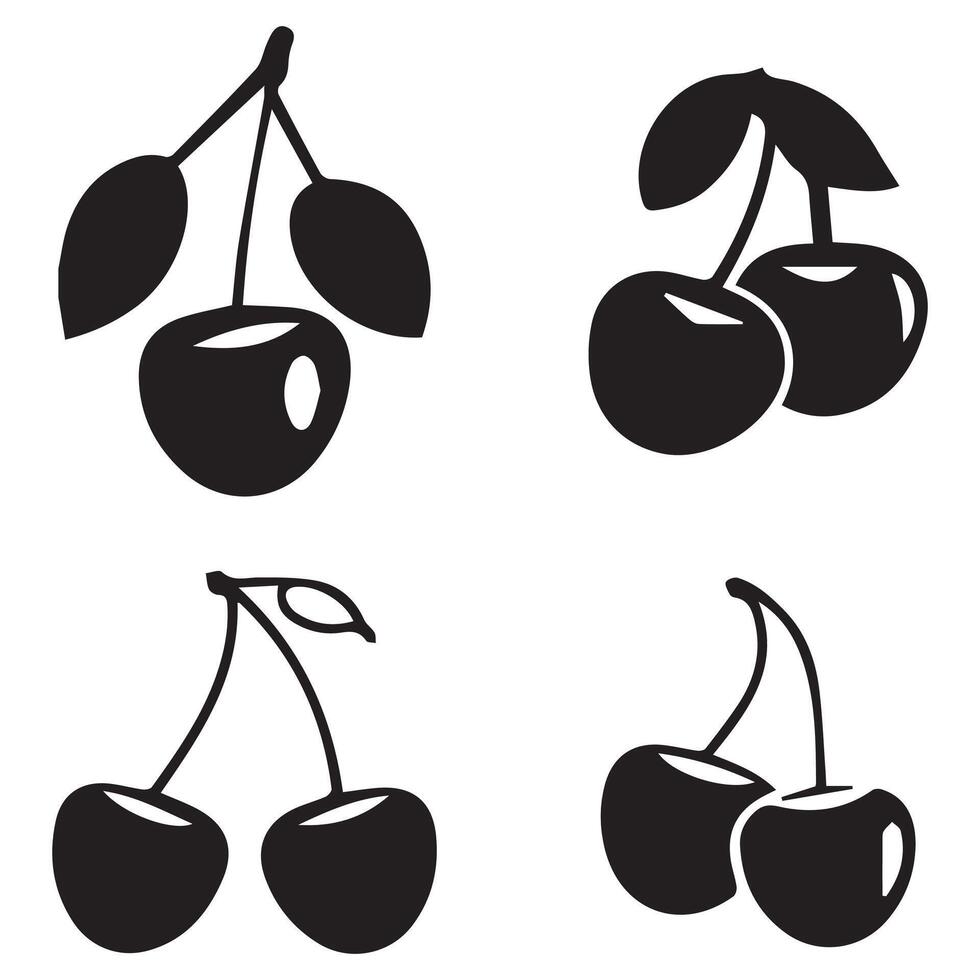 Black Cherry Cherry Silhouette illustration vector