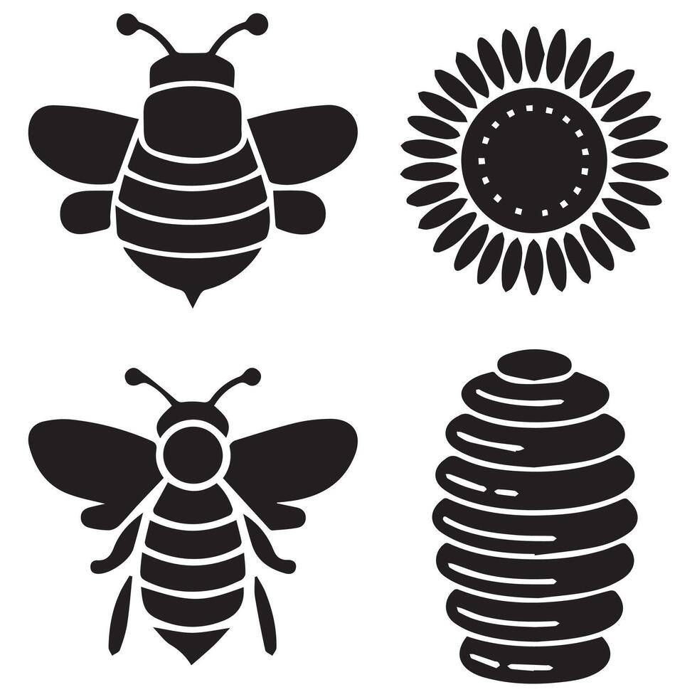 Honey Black Silhouette Illustration set vector