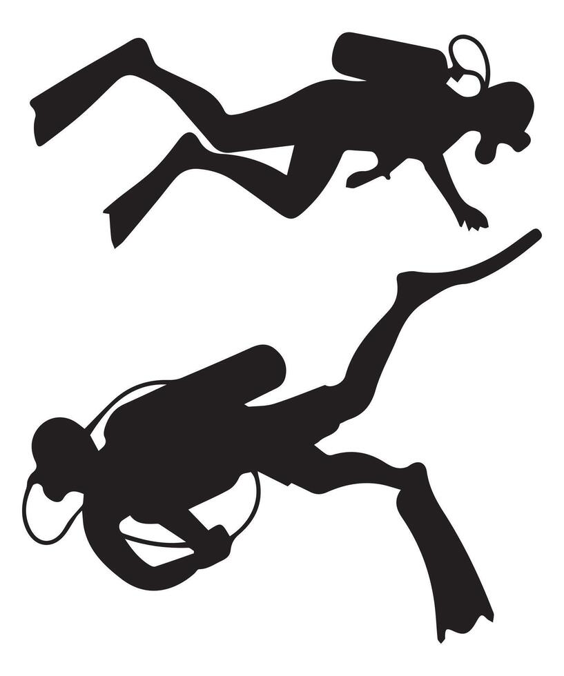 Scuba Diving Silhouette Illustration Isolated on White Background vector