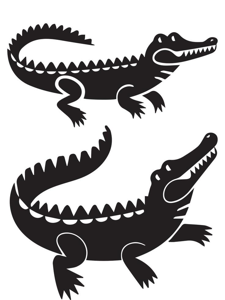 Alligator Icon Set Silhouettes Illustration vector