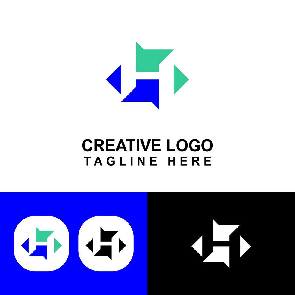 H shape logo for company profile. vector