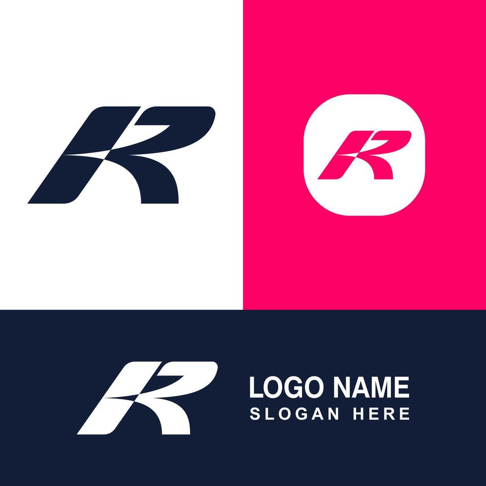 Simple R shape logo, Letter Graphics and Illustrations. vector