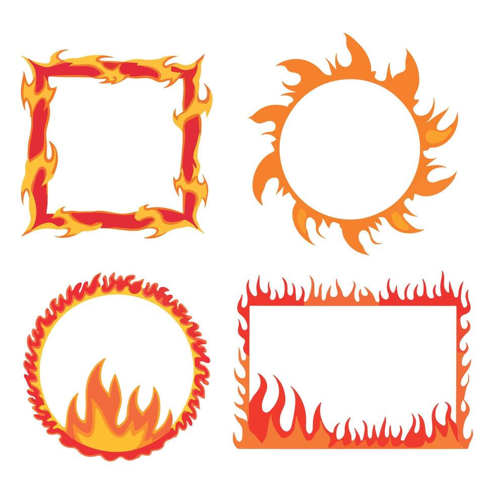 Flaming Frames Round, Oval and Square Fire Borders vector