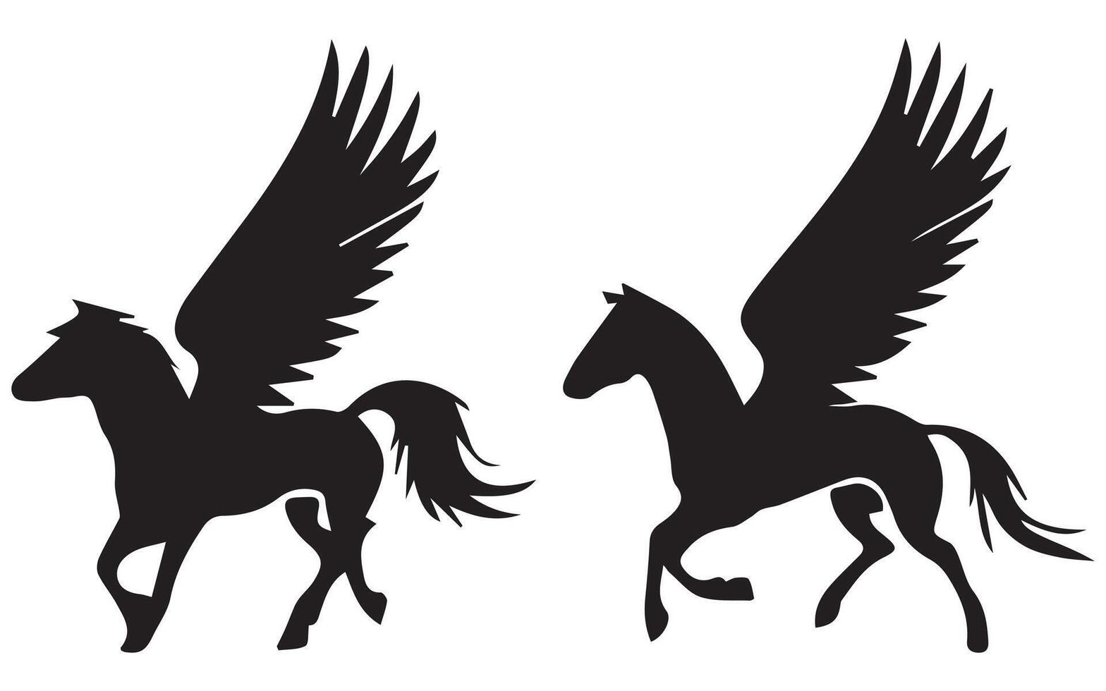 Cute Magic Unicorn Pegasus Silhouette Isolated on White Background vector