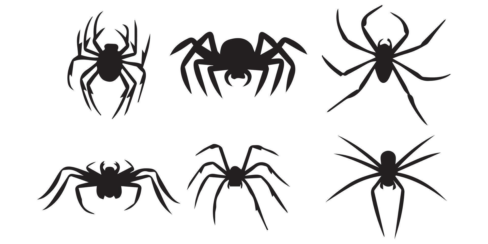 Halloween Spider Silhouette Set Various Shapes vector