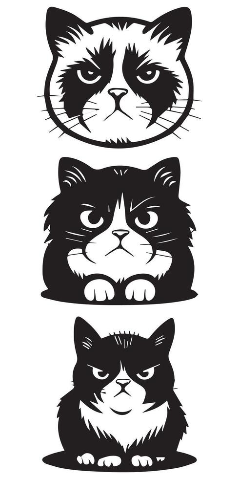 Grumpy Cat Silhouette Illustration vector