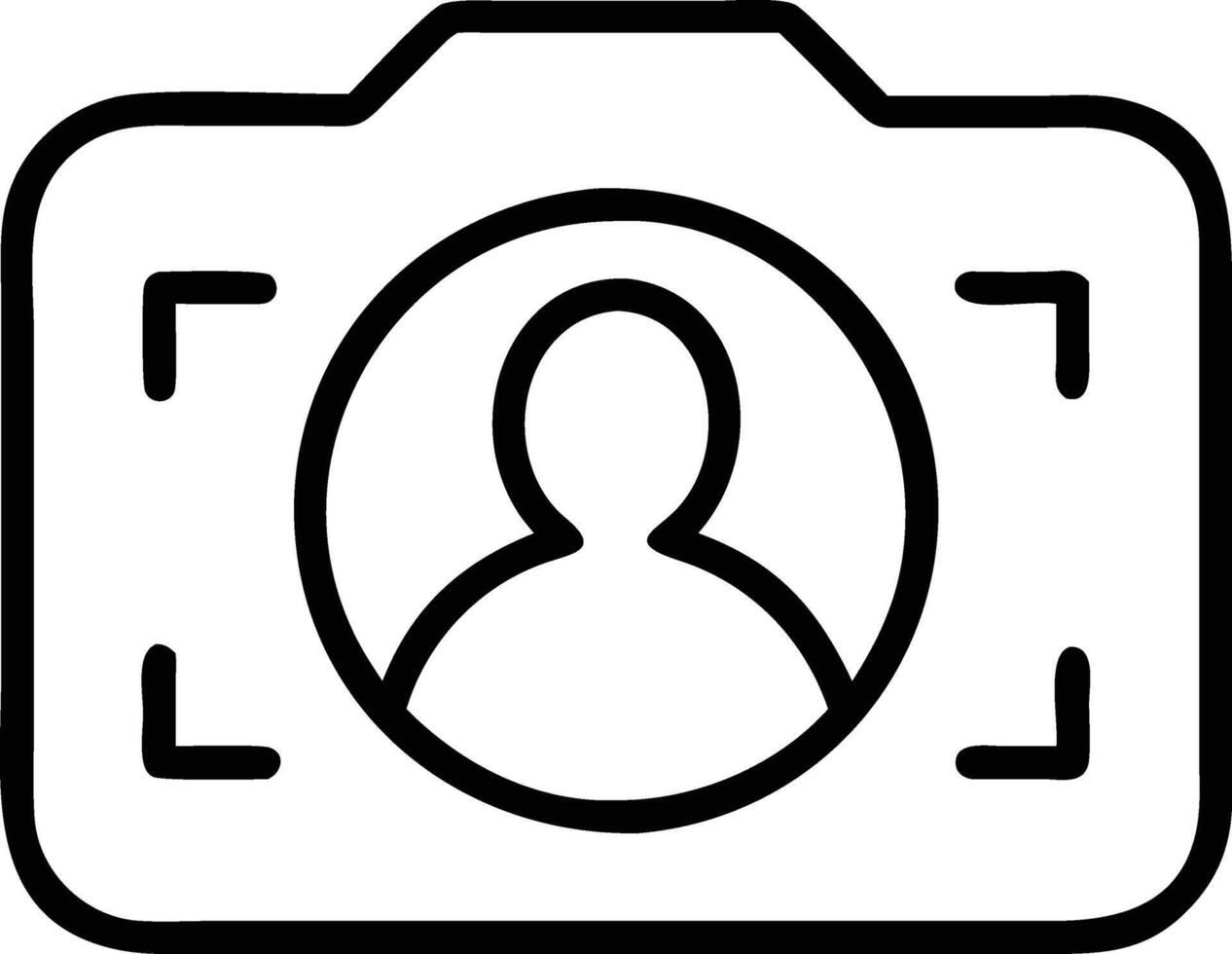 Minimalist camera icon with a user profile silhouette vector