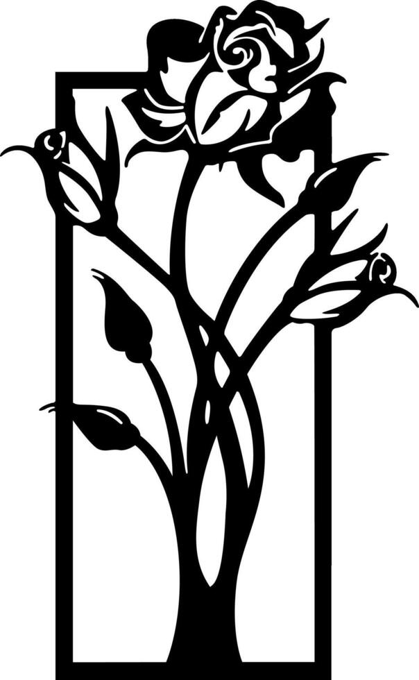 Laser Cut Decor Rose in a Frame vector