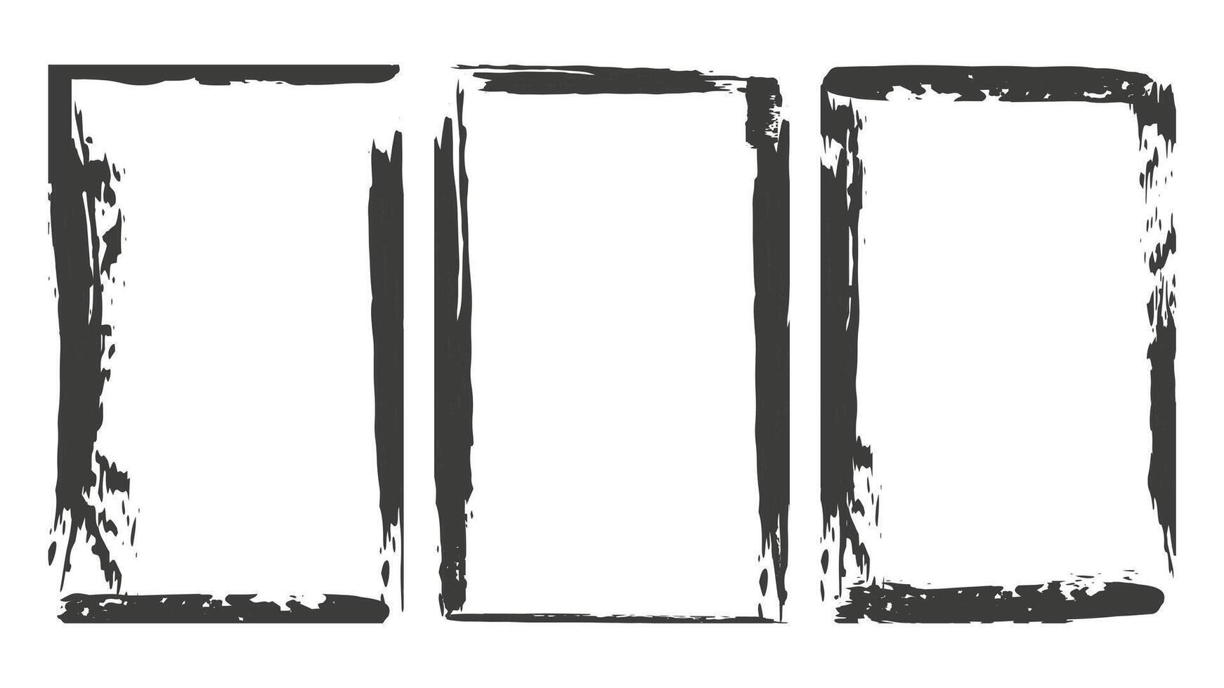 Frame Photo grunge texture Overlay effect set. Three black squares with white borders.. Design for social media flyer poster screen print card background. illustration. vector
