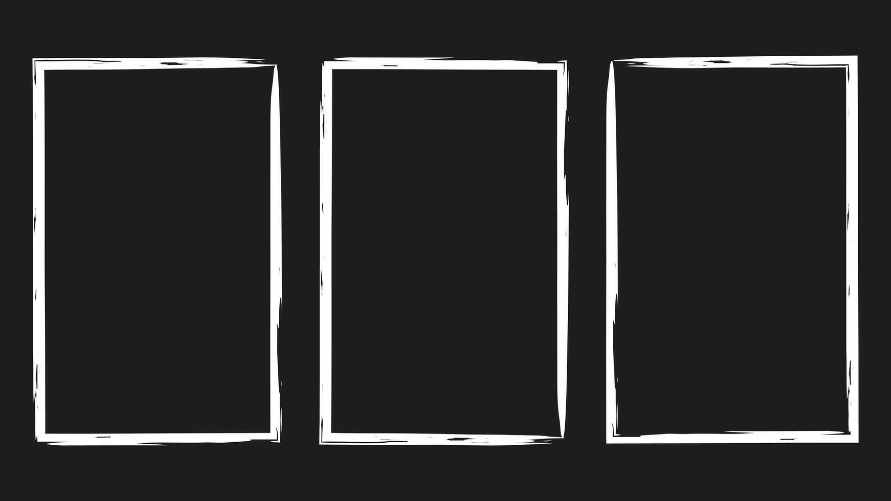 Frame Photo grunge texture Overlay effect set. Three white squares on a black background. Design for social media flyer poster screen print card background. illustration. vector