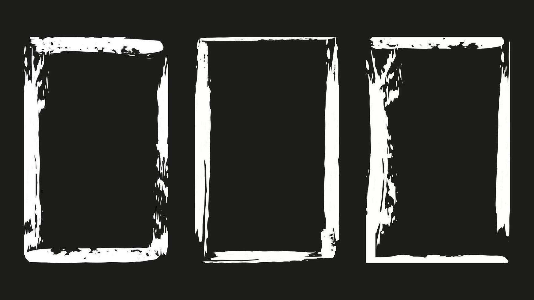 Frame Photo grunge texture Overlay effect set. Three white squares with black outlines. Design for social media flyer poster screen print card background. illustration. vector