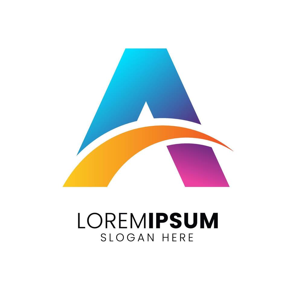 Initial letter A logo. Colorful business card style design vector