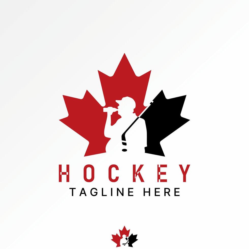 Logo design graphic concept creative premium stock image top sell flag maple daddy man ice hockey stick drink canadian league player supporter vector