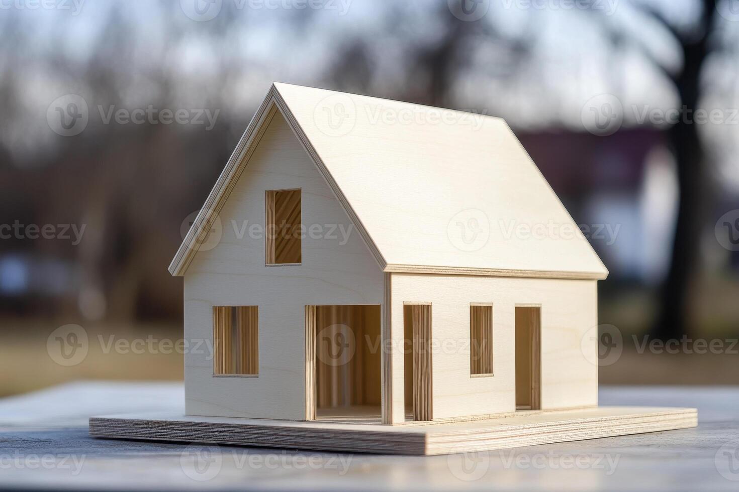 a Close-up of gables roof on stick built home under construction . photo