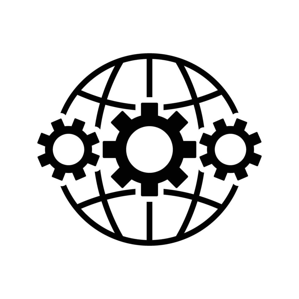 globe with gears icon vector