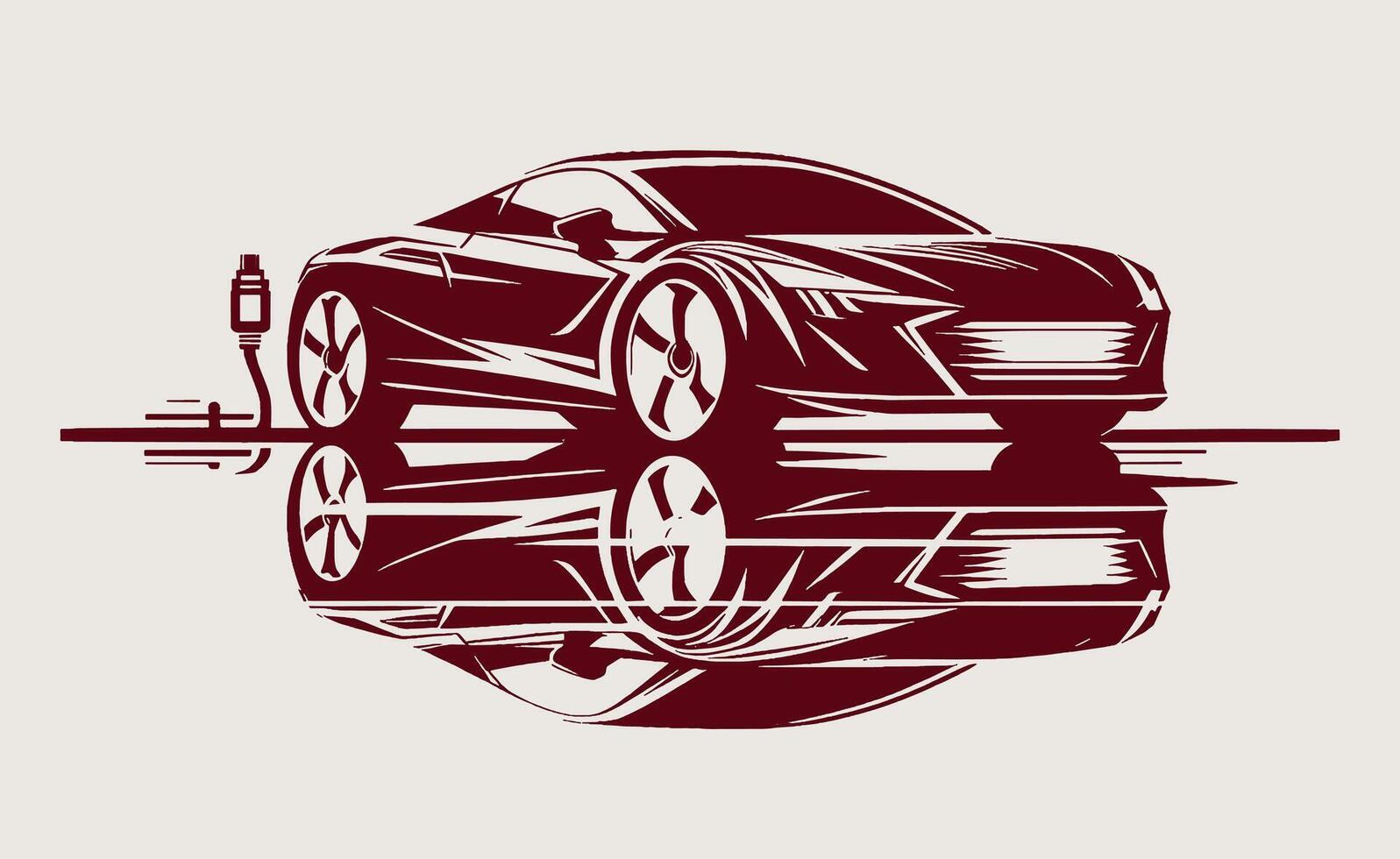 A car is reflected in the water on a white background vector
